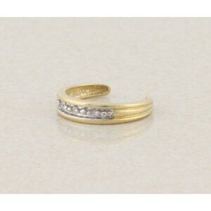 14k Yellow Gold and White Gold Diamond Toe Ring Size 2 1/2 Adjustable
